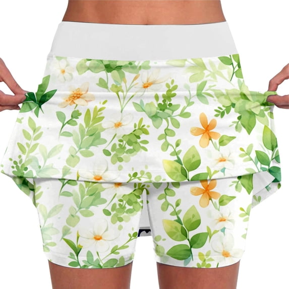 GJSYRH Tennis Skirts for Women with Pockets Pleated Golf Skort Skirts with Shorts High Waisted Athletic Skirt
