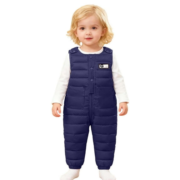 GJSYRH Toddler Boys Girls Puffer Snow Pants Baby Winter Warm Snowsuit Zip Up Quilted Down Overalls Windproof Ski Outfits Navy 3.5-4 Years