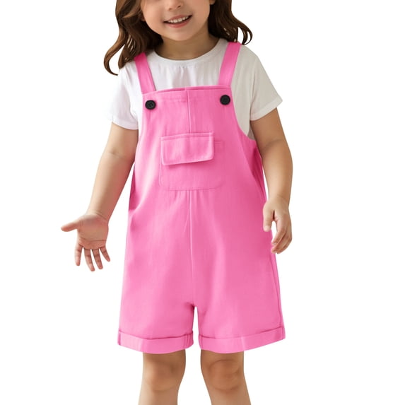 GJSYRH Toddler Girls or Boys Cotton Overall Shorts Jumpsuits Kids Cute Shortalls Pink 4-5 Years