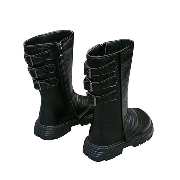 GJSYRH Toddlers Kids Girls Ankle Boots Riding Boots For Girls Classic British Design Comfortable School Footwear With Decorative Bowknot Black 3.5-4Years