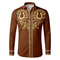 thumbnail image 1 of GJSYRH Western Embroidered Cowboy Shirts for Men, Casual Button Down Long Sleeve Shirt with Floral Design Brown XL, 1 of 4