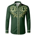 thumbnail image 1 of GJSYRH Western Embroidered Cowboy Shirts for Men, Casual Button Down Long Sleeve Shirt with Floral Design Dark Green M, 1 of 4
