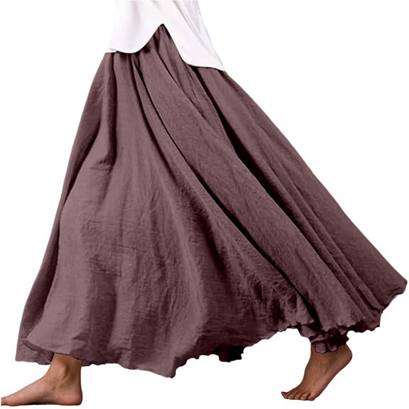 GJSYRH Women Bohemian Beach A-Line Dress Double Layer Elastic Waist Long Maxi Skirt