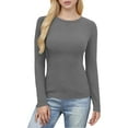 thumbnail image 1 of GJSYRH Women Long Sleeve Shirts Rib Knit Slim Fit Tops Basic Tee 2025 Fall Outfits Casual T-Shirt Underscrubs Layer Clothes, 1 of 7