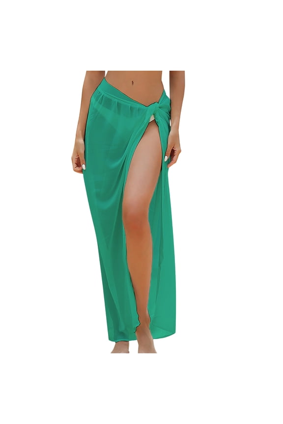 Women Sarong Swimsuit Coverup Chiffon Beach Tie Wrap Skirt Long Bikini Sheer Scarf Bathing Suit