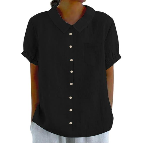 GJSYRH Women's Casual Button Down Shirt with Pocket Versatile Stylish Spring Summer Everyday Wear Comfortable Lightweight Blouse Top