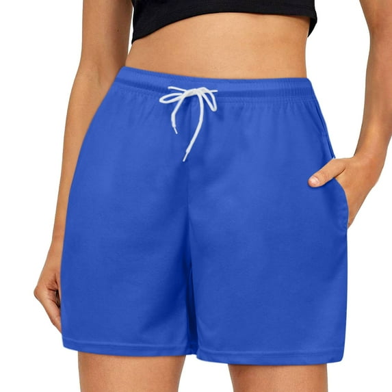 GJSYRH Women's Drawstring Waist Swim Trunks Solid Bathing Suits Shorts with Pockets