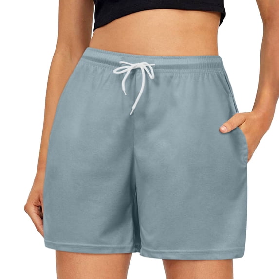 GJSYRH Women's Drawstring Waist Swim Trunks Solid Bathing Suits Shorts with Pockets