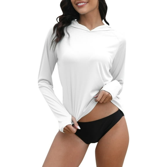 GJSYRH Women's Lightweight Hooded Sun Shirt UPF 50  Long Sleeve Outdoor Rash Guard for Hiking Fishing and Casual Wear