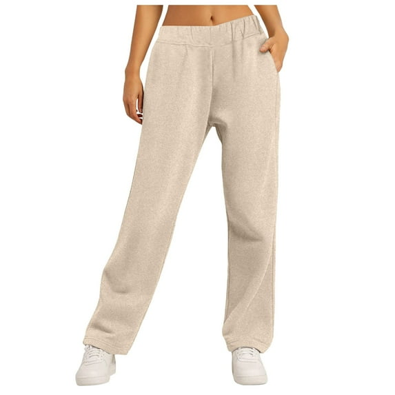 GJSYRH Women's Lined High Waisted Sweatpants Wide Leg Joggers with Pockets for Casual Workout and Yoga Comfort