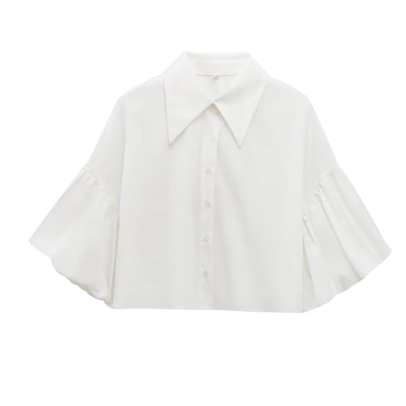 GJSYRH Women's Puff Sleeve Button Down Blouse for Everyday Casual Wear in Spring Summer and Autumn Seasons