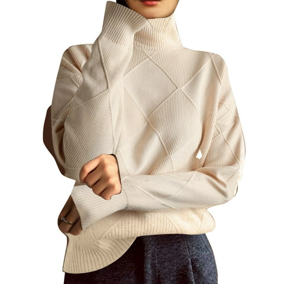 GJSYRH Women's Pullover Sweater Elegant Women's High Neck Pullover Sweater Soft Knitted Comfort Wear for Daily Fall and Winter