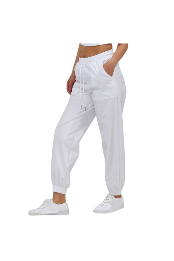 Women's Shiny Metallic Pants Wet Look Hop Jogger Sweatpants Holographic Glitter Pants Rave Dance Pants with Pockets