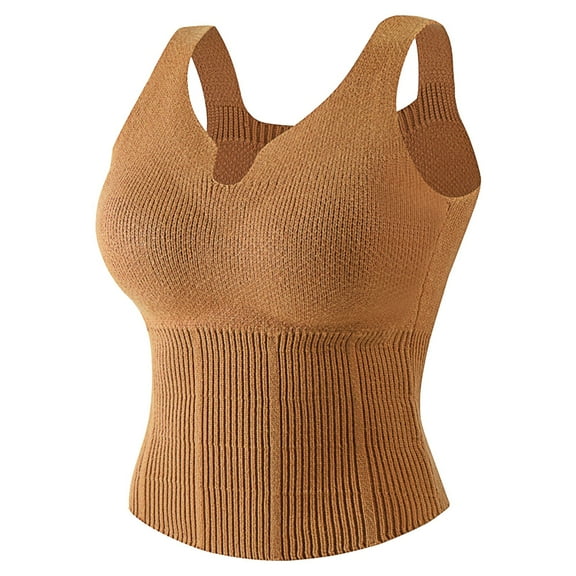 GJSYRH Women's Thermal Underwear Top Seamless Warm Vest Long Underwear Tops Women Thermal Vest with Pad and Thickening for Fit Paired