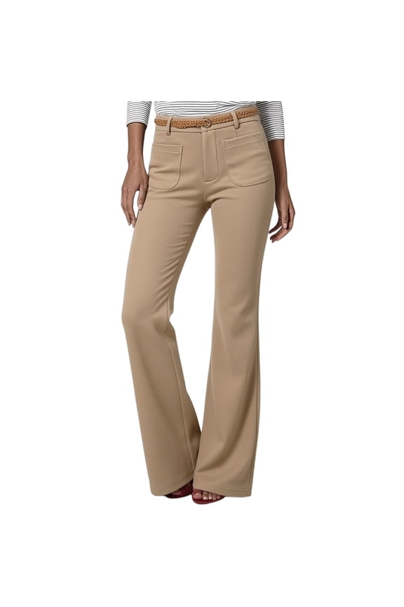 Women's Wide Leg Jeans High Waisted Stretchy Straight Leg Jeans Trendy Seamed Front Loose Denim Pants Khaki M