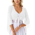 thumbnail image 1 of GJSYRH Womens 3/4 Sleeve Shrug Sheer Mesh Cardigans Tie Front Cropped Lightweight Bolero Shawl Top for Casual Going Out White One Size, 1 of 6