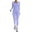 thumbnail image 1 of GJSYRH Womens 4-Way Stretch Yoga Leggings Full Body Seamless Workout Wear Long Sleeve Activewear Gym Jumpsuit Bodysuit for Yoga, 1 of 5