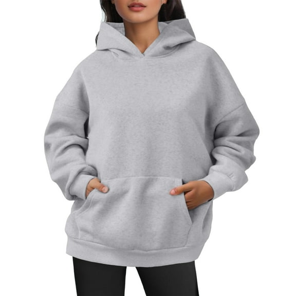 GJSYRH Womens Athletic Hoodie Womens Oversized Pullover Hoodie Soft Velvet Long Sleeve Top With Pockets Cozy Fall Winter Fashion Outerwear Casual