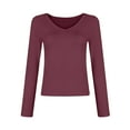 thumbnail image 1 of GJSYRH Womens Cotton Long Sleeve Shirts V Neck Slim Fit Tops Basic Tees Going Out Outfits, 1 of 4