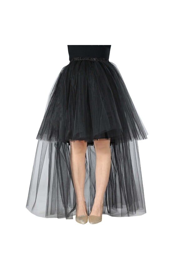 Womens High Low Long Tutu Tulle Bustle Skirt Elastic Waist Festival Party Skirt