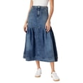 thumbnail image 1 of GJSYRH Womens Retro High Waisted Button Fly Flared Long Jean Skirts Pleated Flowy Swing A-line Denim Maxi Skirts, 1 of 5