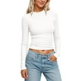 thumbnail image 1 of GJSYRH Womens Ribbed Long Sleeve T Shirts Crew Neck Fall Basic Tight Tops Fitted Casual Going Out Workout Cotton Fall Tops, 1 of 5