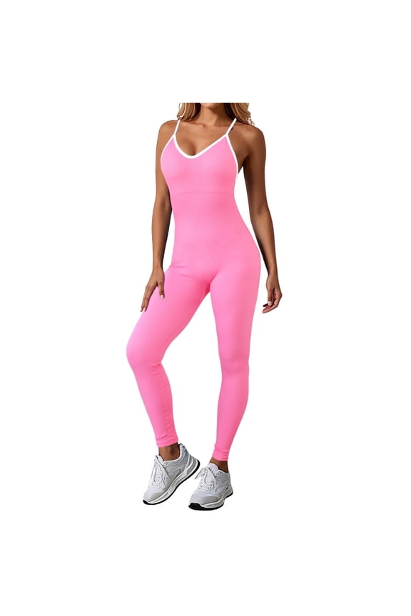 Womens Yoga Leggings Women's Seamless Sleeveless Jumpsuit Elastic Skinny Tracksuit with Padded Design for Fitness Jogging and