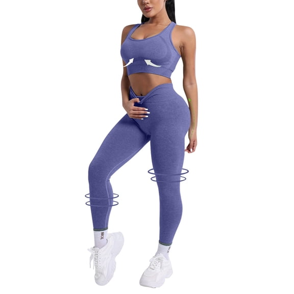 GJSYRH Workout Sets for Women Two Piece Outfits Seamless High Waist Leggings Yoga Crop Tops Athletic Sports Gym Sets