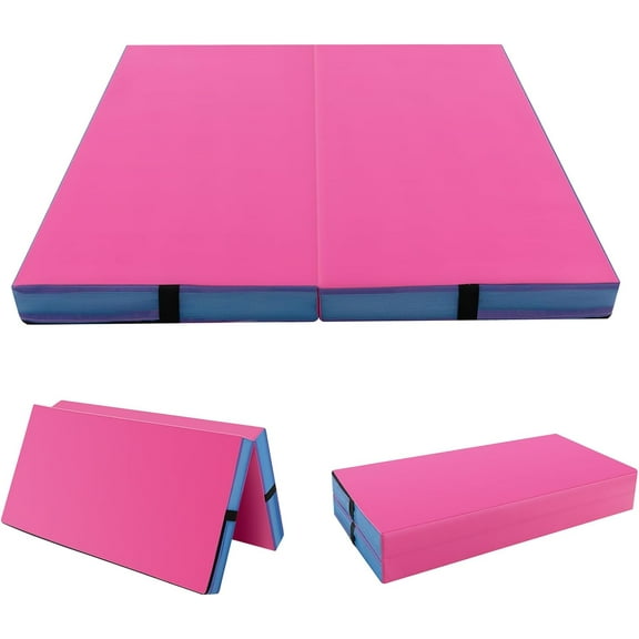GJWL 4' x 4' Folding Gymnastics Mat with Carry Handles, Bio-Folding Tumbling Mat for Kids & Cheerleading