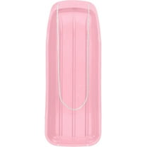GJWL 48in Extra Large Kids Plastic Toboggan Snow Sled - Durable Smooth-Glide Design with Pull Rope for Winter Outdoor Hills Parks Family Sledding Adventures, Light Pink