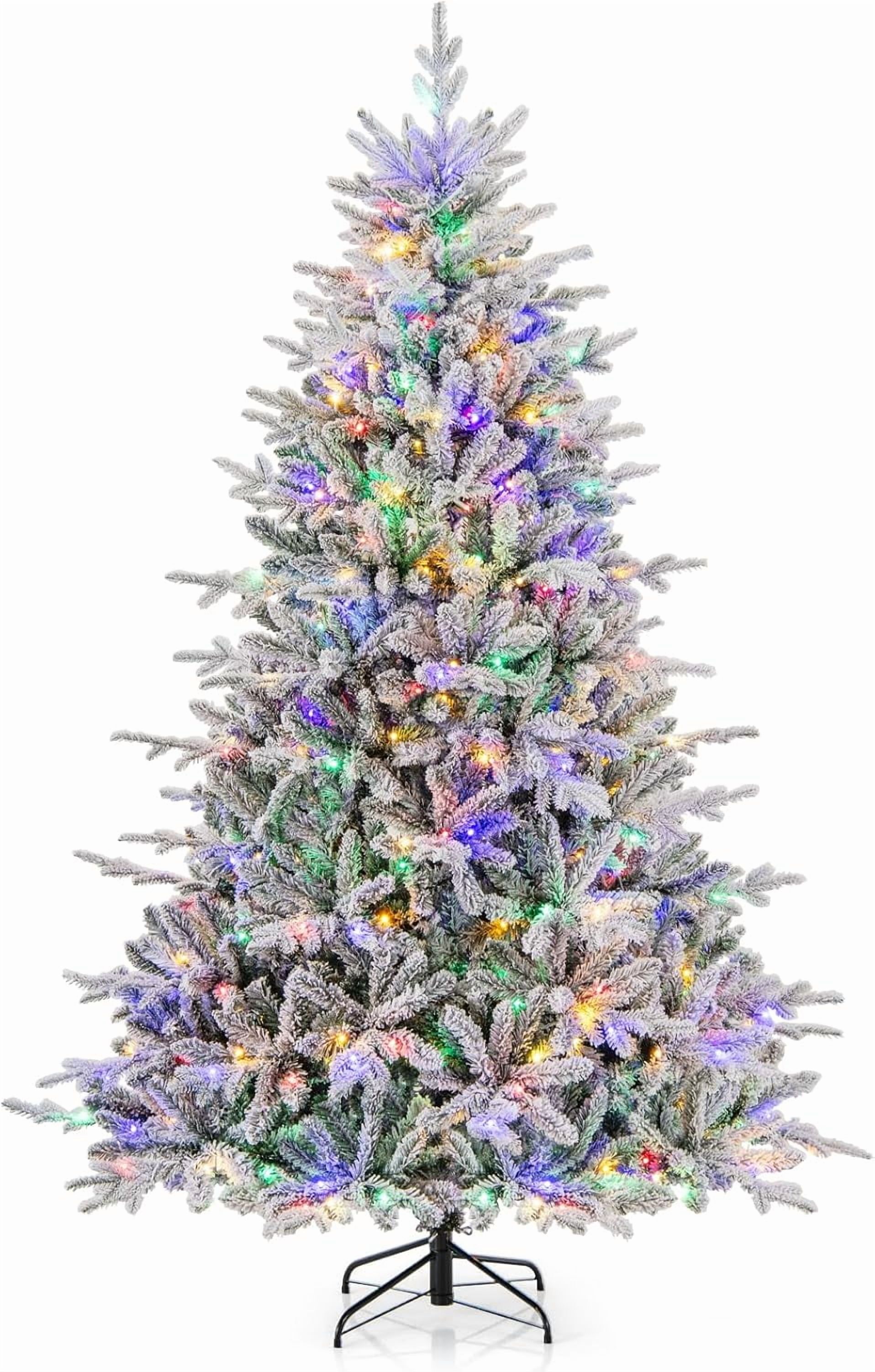 7ft Pre Lit Flocked Christmas Tree