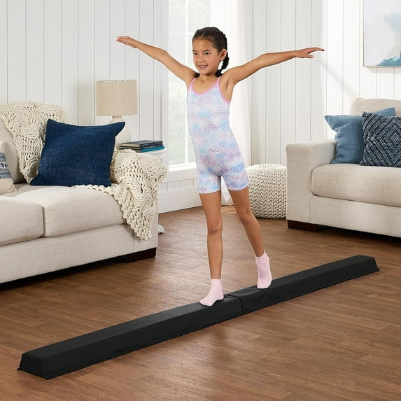 GJWL 8ft Folding Medium-Density Foam Floor Balance Beam for Gymnastic and Tumbling