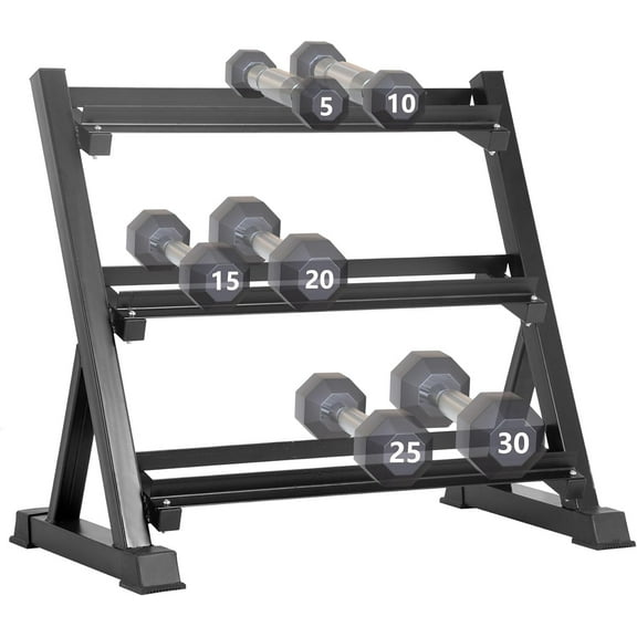 GJWL Dumbbell Rack 3 Tier Solid Steel Weight Rack Holder 1000lbs Capacity Quick Rack