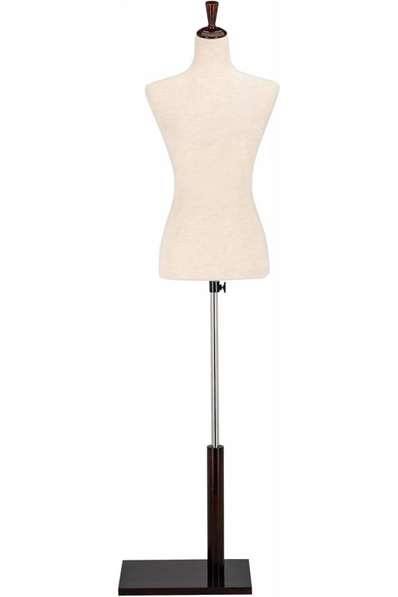 Female Dress Form, Mannequin Torso Body with Adjustable Wood Stand for Dress Display Clothes Design, Pinnable Manikin (White, 2-4)