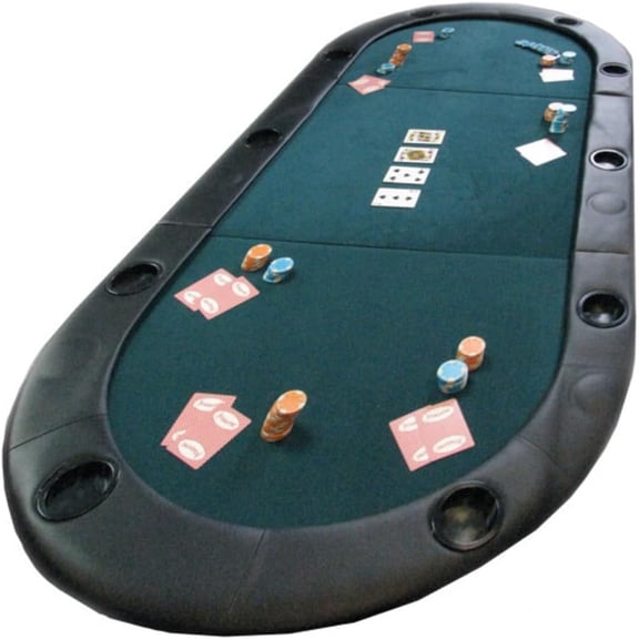 GJWL Foldable Poker Table Top - Water-Resistant Folding Mat with Cupholders and Padded Edges - Seats up to 10 People