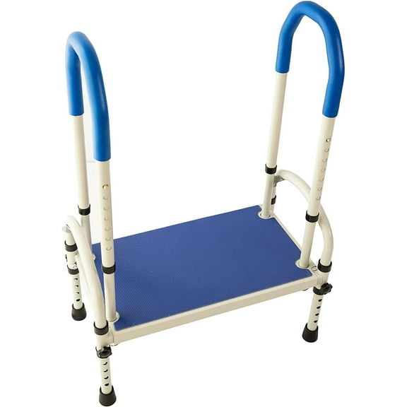 GJWL Heavy Duty Adjustable Bed Step Stool with Handles for Adults Stable Height Adjustment Comfort Grip Home Bedroom Assistance