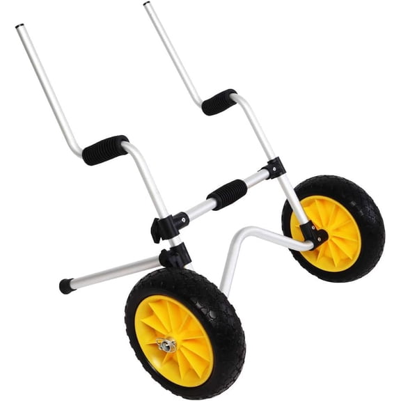GJWL Kayak Cart, Heavy Duty Universal Kayak Trailer Adjustable Width 6.3"-18.7" Canoe Cart  with 12" Flat-Free Kayak Wheels and Kickstand, 450 Lb Weight Capacity Kayak Trolley Transport