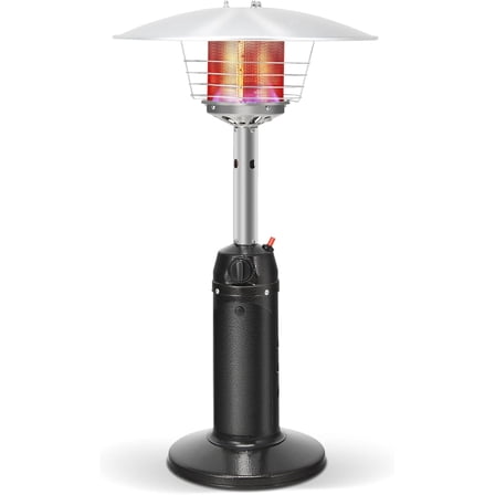 GJWL Outdoor Propane Patio Heater, 13,000 BTU Portable Tabletop Heater w/Weighted Base, Stainless Steel, Adjustable Thermostat, Electric Heater for Backyard, Garden, Commercial Restaurant, Black