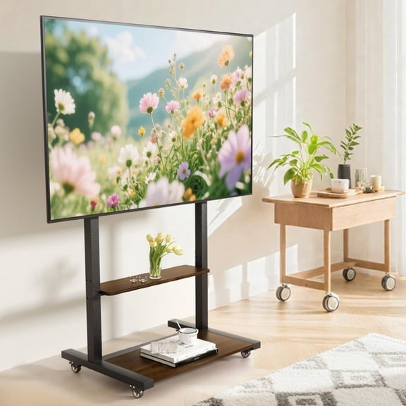 GJWL Universal Corner Floor TV Stand with Mount TV Cart Lockable Wheels for 40-86 TV