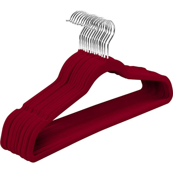 GJWL Velvet Hangers Clothes Heavy Duty Non Slip Hangers Strong Metal Hook Durable Construction Holds Up to 10lbs for Winter Coats, Burgundy 150
