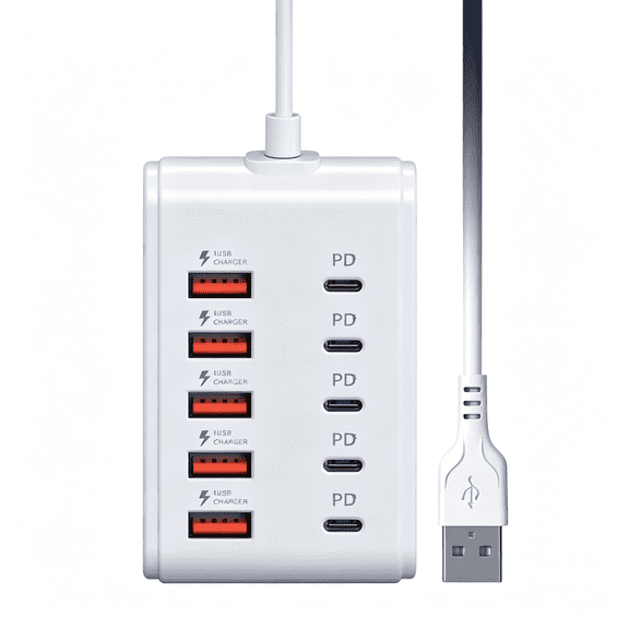 GJX 1-In-1 Usb C Hub with 5 Usb and 5 Type-C Ports,Multiport Extension Data and Charging Hub,Plug and Play Usb Hub for Laptop Pc and Tablet,Home Office