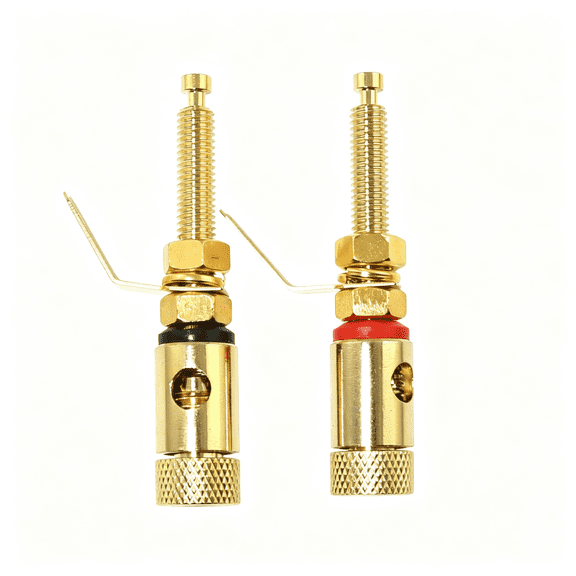 GJX 1 Pair 52Mm Gold Plated Binding Post Banana Jacks Connectors Extra Long Shaft with Solder Tabs Gold Plated Extra Long Shaft Binding Post (1 Red + 1 Black)