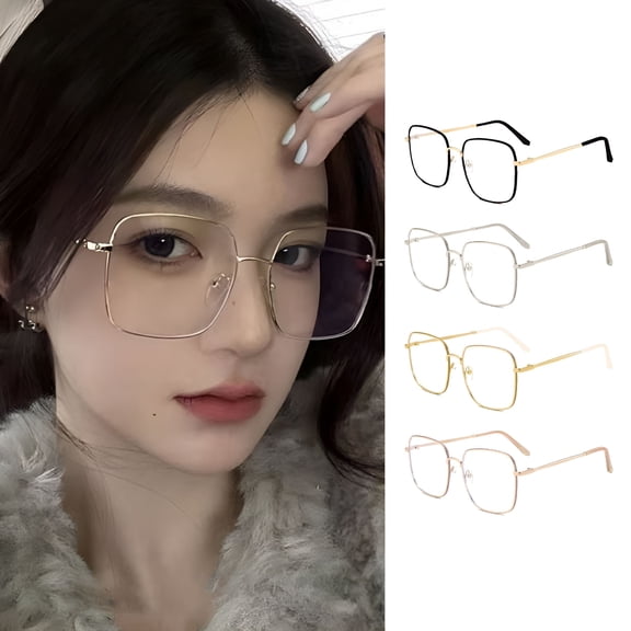 GJX 1 Pair Anti Blue Light Computer Glasses Without Degree Women Men Blue Light Blocking Metal Frame Uv Protection Eyeglasses Eyewear Computer Glasses Women