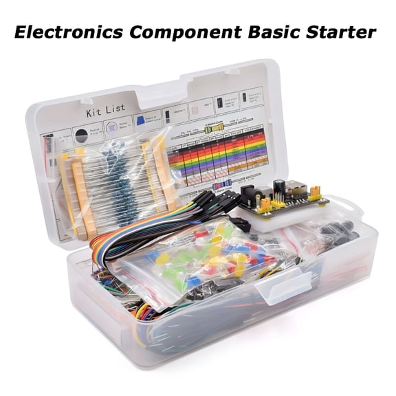 GJX 1 Set Electronic Component Starter Kit with Box 830 Breadboard Cable Resistor Electronic Component Basic Starter Kit