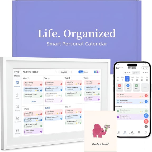 GJX 10.1 Smart Digital Calendar - Interactive Touch Screen,HD Display,Wall Mountable Family Organizer with Chore Chart,To-Do Lists & App Sync for Home & Office