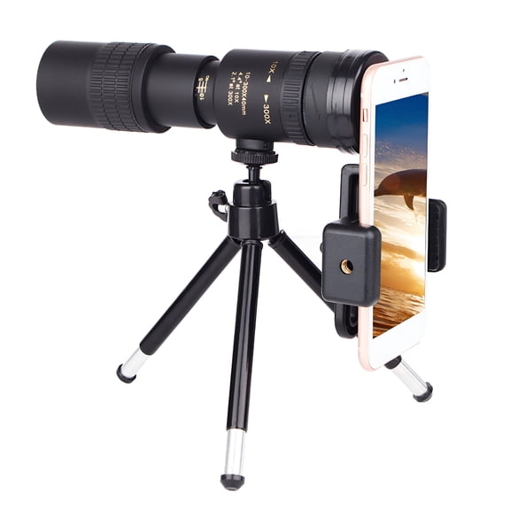 GJX 10-300X40 Monocular Telescope With Smartphone Holder And Tripod, High Power Spotting Scope For Bird Watching Camping Hiking