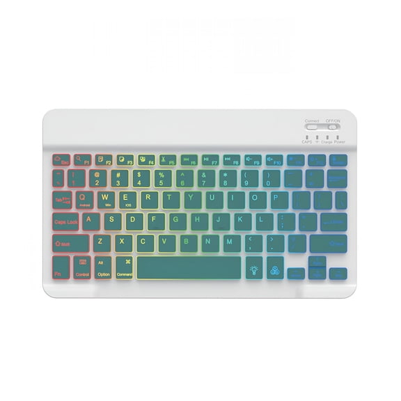 GJX 10-Inch Colorful RGB Backlit Portable Bluetooth English Keyboard Compatible with 7/8/9/10th Gen 10.2 10.9- Universal for Phones, PC, and Tablets (Dark Green, English Keyboard)
