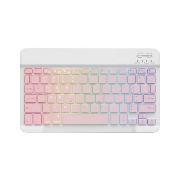 GJX 10-Inch Colorful Rgb Backlit Portable Wireless English Keyboard Compatible with Ipad 7/8/9/10Th Gen 10.2 10.9-Universal for Phones,Pc,And Tablets(Pink,English Keyboard)