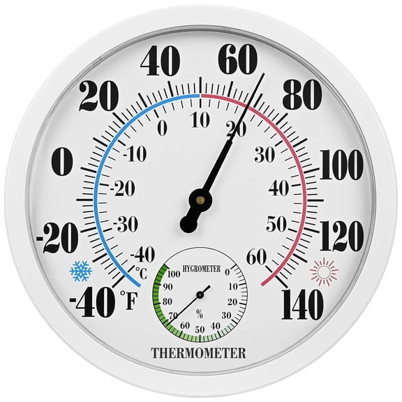 GJX 10 Inch Indoor Outdoor Thermometer Hygrometer Combo,Large Dial Analog Temperature Humidity Gauge,Wall Mount Weather Thermometer for Home Patio Greenhouse Garage Room