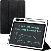 GJX 10 Inch Lcd Writing Tablet Electronic Writing Notebook with Pu Protective Cover Erasable Drawing Pad Gift for Adults at Home Business Office Digital Notebook Black